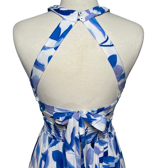 ANTHROPOLOGIE ABLE THE LABEL Women’s Blue and White Halter Maxi Dress - Picture 8 of 8